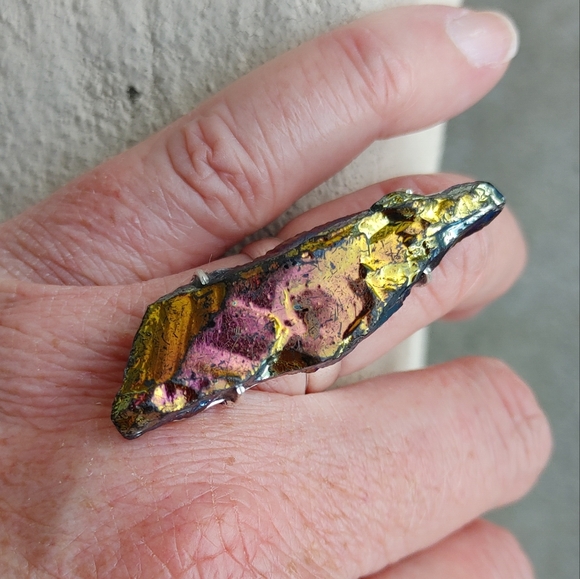 Crystal-Titanium Oversized Gemstone Ring in 925 Sterling Silver Overlay (size 7) - Picture 7 of 15